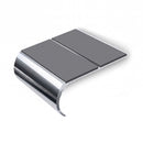 Bullnose Aluminium Stair Nosing 2.44m Double Channel PVC, mid grey insert, Mirrorflect Silver finish
