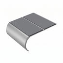 Medium Duty Bullnose Aluminium Stair Nosing 3.22m Double C, mid grey insert, Satin Silver finish