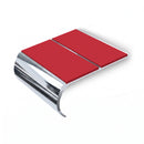Bullnose Stair Nosing 2.75m Aluminium Double Channel PVC, red insert, Mirrorflect Silver finish