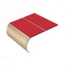 Medium Duty Bullnose Aluminium Stair Nosing 3.22m Double C, red insert, Satin Bronze finish