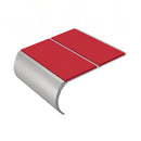Medium Duty Bullnose Aluminium Stair Nosing 3.22m Double C, red insert, Satin Silver finish