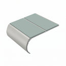Bullnose Aluminium Stair Nosing 2.44m Double Channel PVC, sage green insert, Satin Silver finish