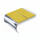Medium Duty Bullnose Aluminium Stair Nosing 3.22m Double C, yellow insert, Mirrorflect Silver finish