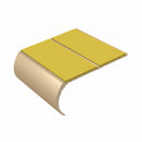 Medium Duty Bullnose Aluminium Stair Nosing 3.22m Double C, yellow insert, Satin Bronze finish