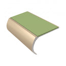 Bullnose Stair Nosing 3.22m Aluminium 55mm Tread Single Ch, apple green insert, Satin Bronze finish