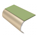 Aluminium Stair Nosing 2.44m Single Channel 37mm Bullnose, apple green insert, Satin Bronze finish