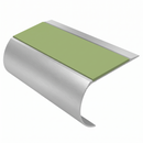 Bullnose Stair Nosing 70mm Tread 2.44m Aluminium PVC Inser, apple green insert, Satin Silver finish