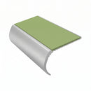 Bullnose Aluminium Stair Nosing 2.75m Single Channel PVC, apple green insert, Satin Silver finish
