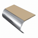 Aluminium Stair Nosing 2.44m Single Channel 37mm Bullnose, beige insert, Mirrorflect Silver finish