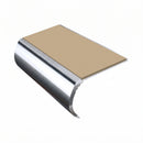 Bullnose Aluminium Stair Nosing 2.75m Single Channel PVC, beige insert, Mirrorflect Silver finish