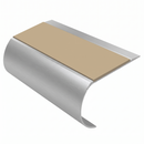 Bullnose Stair Nosing 70mm Tread 2.44m Aluminium PVC Inser, beige insert, Satin Silver finish