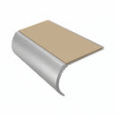 Bullnose Aluminium Stair Nosing 2.75m Single Channel PVC, beige insert, Satin Silver finish