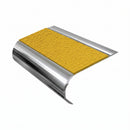 MorGrip Bullnose Stair Nosing 70mm Tread Various Lengths, brimstone - exterior grip insert, Mirrorflect Silver finish