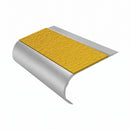 MorGrip Bullnose Stair Nosing 70mm Tread Various Lengths, brimstone - exterior grip insert, Satin Silver finish