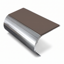 Aluminium Stair Nosing 2.44m Single Channel 37mm Bullnose, brown insert, Mirrorflect Silver finish