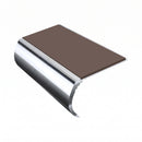 Bullnose Aluminium Stair Nosing 2.75m Single Channel PVC, brown insert, Mirrorflect Silver finish