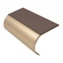 Aluminium Stair Nosing 2.44m Single Channel 37mm Bullnose, brown insert, Satin Bronze finish