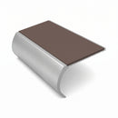 Bullnose Stair Nosing 3.22m Aluminium 55mm Tread Single Ch, brown insert, Satin Silver finish