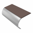 Aluminium Stair Nosing 2.44m Single Channel 37mm Bullnose, brown insert, Satin Silver finish