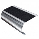 MorGrip Bullnose Stair Nosing Aluminium Single Channel, coal - exterior grip insert, Mirrorflect Silver finish