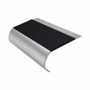 MorGrip Bullnose Stair Nosing 70mm Tread Various Lengths, coal - exterior grip insert, Satin Silver finish