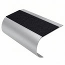 MorGrip Bullnose Stair Nosing Aluminium Single Channel, coal - exterior grip insert, Satin Silver finish