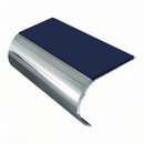 Aluminium Stair Nosing 2.44m Single Channel 37mm Bullnose, dark blue insert, Mirrorflect Silver finish