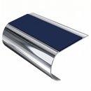 Aluminium Stair Nosing 70mm Tread 2.75m Bullnose, dark blue insert, Mirrorflect Silver finish
