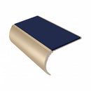 Bullnose Aluminium Stair Nosing 2.75m Single Channel PVC, dark blue insert, Satin Bronze finish