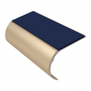 Aluminium Stair Nosing 2.75m Single Channel 37mm Bullnose, dark blue insert, Satin Bronze finish