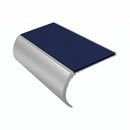 Bullnose Stair Nosing 3.22m Aluminium 55mm Tread Single Ch, dark blue insert, Satin Silver finish