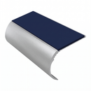 Aluminium Stair Nosing 2.44m Single Channel 37mm Bullnose, dark blue insert, Satin Silver finish
