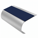 Bullnose Stair Nosing 70mm Tread 2.44m Aluminium PVC Inser, dark blue insert, Satin Silver finish