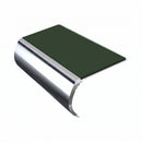 Bullnose Stair Nosing 3.22m Aluminium 55mm Tread Single Ch, dark green insert, Mirrorflect Silver finish