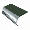 Aluminium Stair Nosing 2.44m Single Channel 37mm Bullnose, dark green insert, Mirrorflect Silver finish