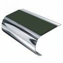 Aluminium Stair Nosing 70mm Tread 2.75m Bullnose, dark green insert, Mirrorflect Silver finish