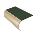 Bullnose Stair Nosing 3.22m Aluminium 55mm Tread Single Ch, dark green insert, Satin Bronze finish