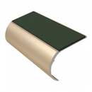 Aluminium Stair Nosing 2.44m Single Channel 37mm Bullnose, dark green insert, Satin Bronze finish