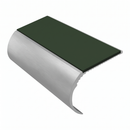 Aluminium Stair Nosing 2.44m Single Channel 37mm Bullnose, dark green insert, Satin Silver finish