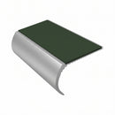 Bullnose Aluminium Stair Nosing 2.75m Single Channel PVC, dark green insert, Satin Silver finish