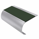 Aluminium Stair Nosing 70mm Tread 2.75m Bullnose, dark green insert, Satin Silver finish