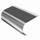 Bullnose Stair Nosing 70mm Tread 2.44m Aluminium PVC Inser, dark grey insert, Mirrorflect Silver finish