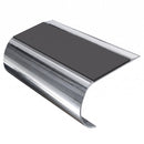 Bullnose Stair Nosing 70mm Tread Aluminium 3.22m Single Ch, dark grey insert, Mirrorflect Silver finish