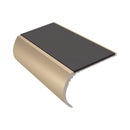 Bullnose Stair Nosing 3.22m Aluminium 55mm Tread Single Ch, dark grey insert, Satin Bronze finish