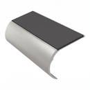 Aluminium Stair Nosing 2.44m Single Channel 37mm Bullnose, dark grey insert, Satin Silver finish