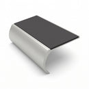 Bullnose Aluminium Stair Nosing 2.75m Single Channel PVC, dark grey insert, Satin Silver finish