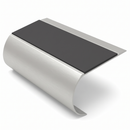 Bullnose Stair Nosing 70mm Tread 2.44m Aluminium PVC Inser, dark grey insert, Satin Silver finish