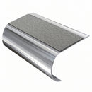 MorGrip Bullnose Stair Nosing Aluminium Single Channel, everest - exterior grip insert, Mirrorflect Silver finish