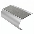 MorGrip Bullnose Stair Nosing Aluminium Single Channel, everest - exterior grip insert, Satin Silver finish