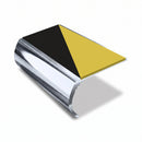 Bullnose Stair Nosing 3.22m Aluminium 55mm Tread Single Ch, hazard insert, Mirrorflect Silver finish